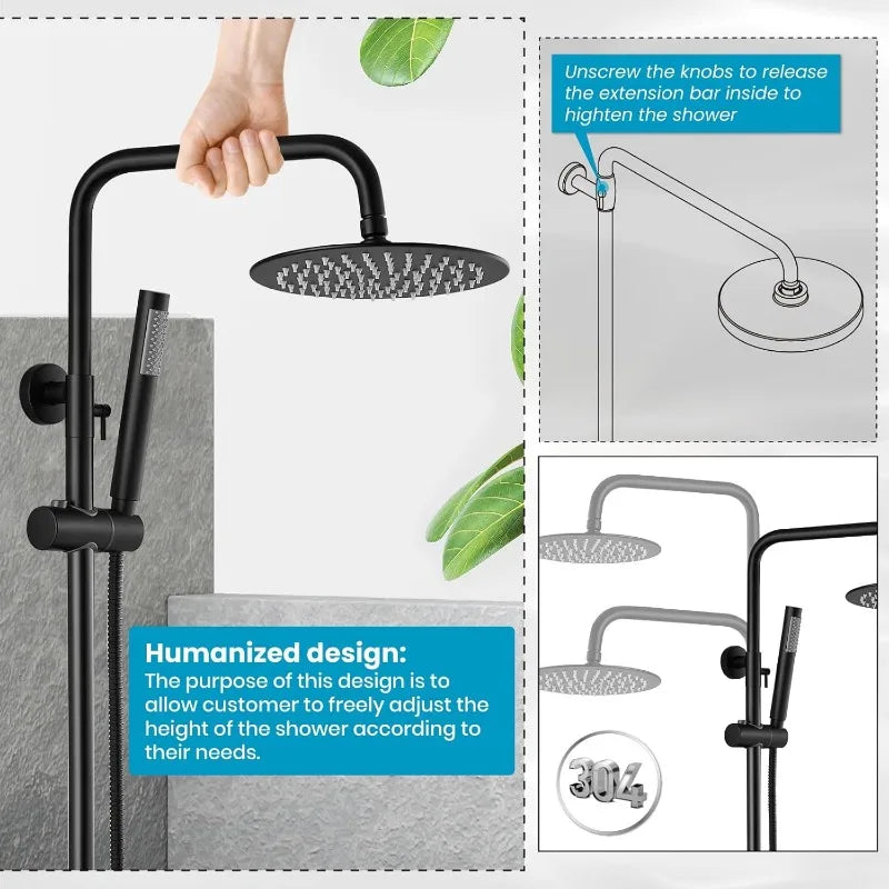 AeroFlow Matte Black Outdoor Shower System