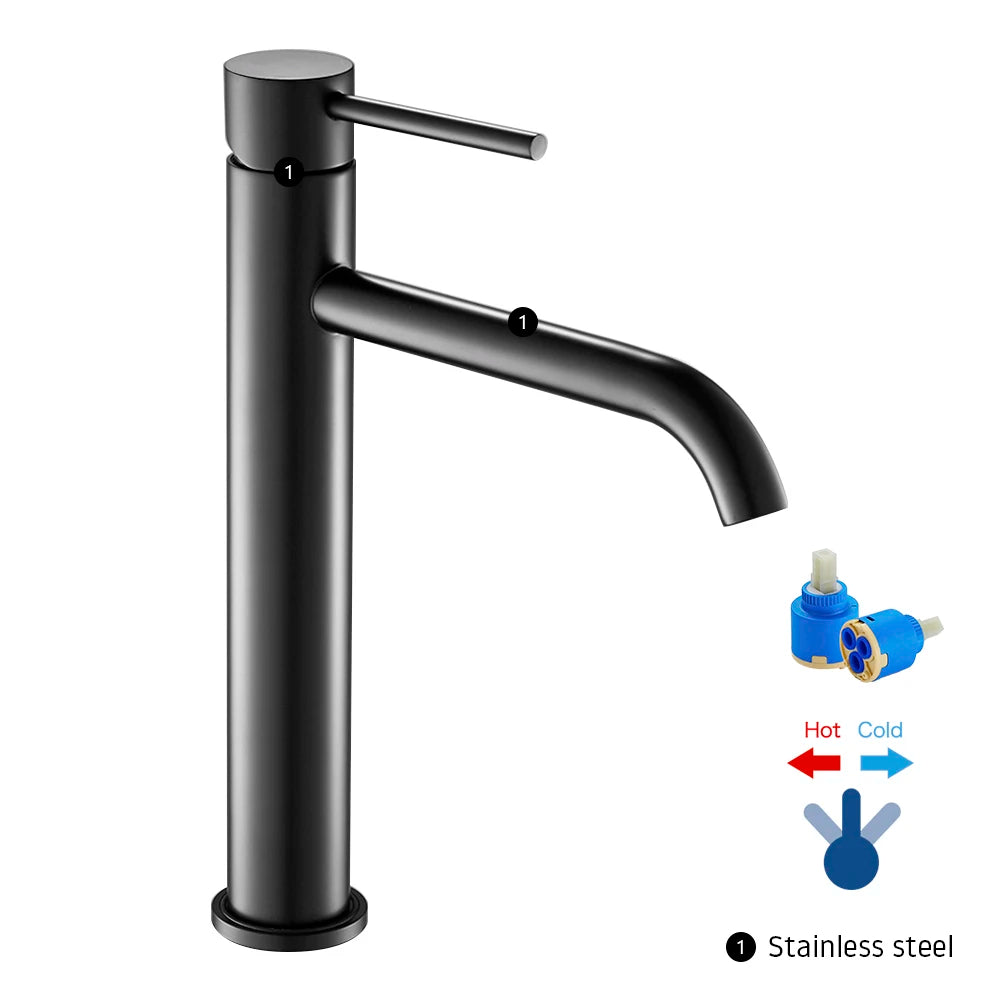 Niore Curve – Matte Black Single Hole Bathroom Faucet