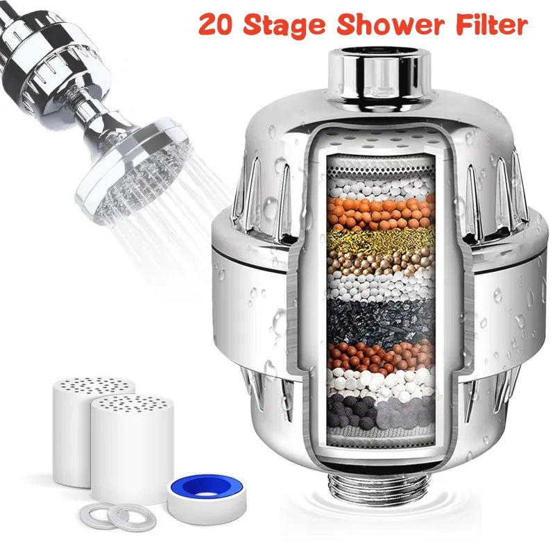 20 Stages High Output Shower Water Filter to Remove Chlorine Fluoride