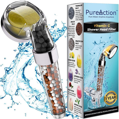 PureAction Vitamin C Shower Head Filter with Hose & Replacement