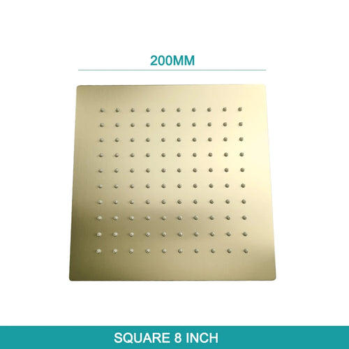 Gold Plated Rain Head - Wall Mounted or Ceiling Mounted Square or Round