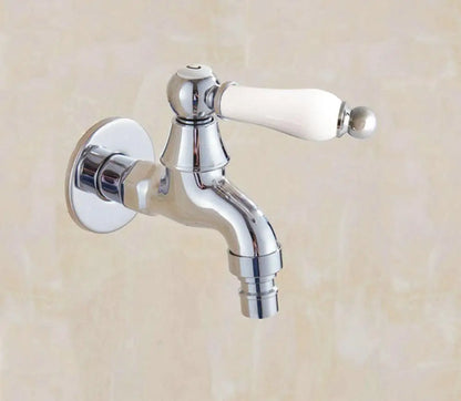 Chrome Ceramic handle Wall Mounted Garden Washing Machine Water Tap