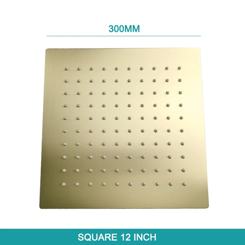 Gold Plated Rain Head - Wall Mounted or Ceiling Mounted Square or Round