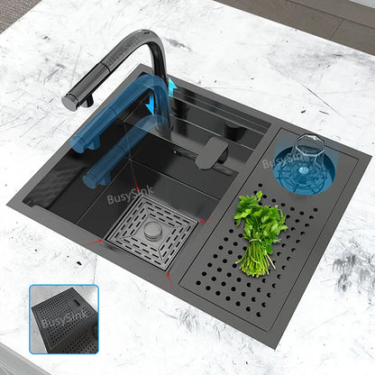 Hidden Cup Washer Bar Sink with Adjustable Faucet