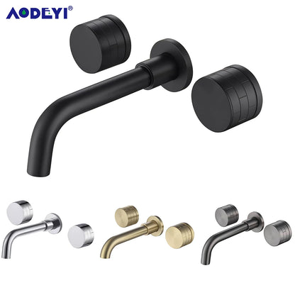 Double Lever Wall Mount Sink Faucet