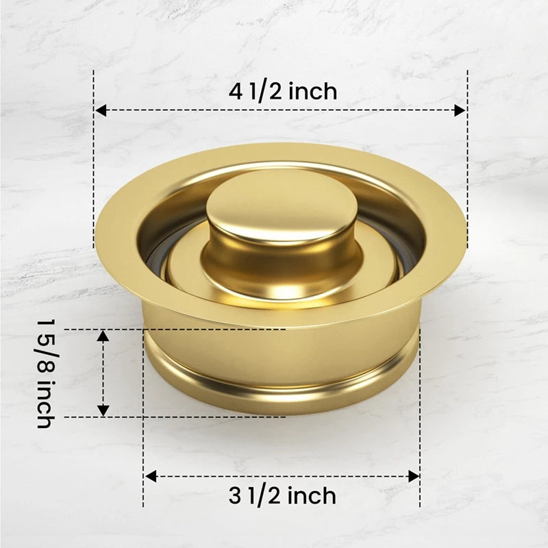 Gold Garbage Disposal Flange And Stopper, Universal Flange Fit