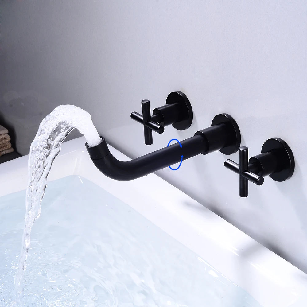 Wall Mount Double Handle Bathroom Sink (Valve Included)