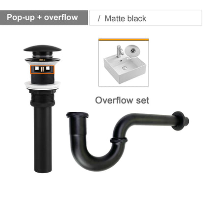 Black Bathroom P-Trap Set Sink Drain Pipe Fittings Deodorant Wash