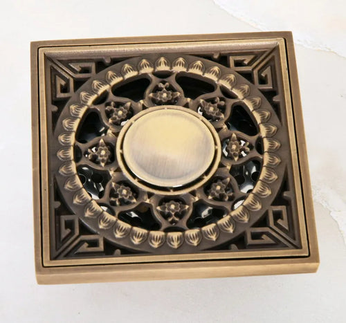 Vintage Retro Antique Brass 10*10 cm Square Drain Anti-odor