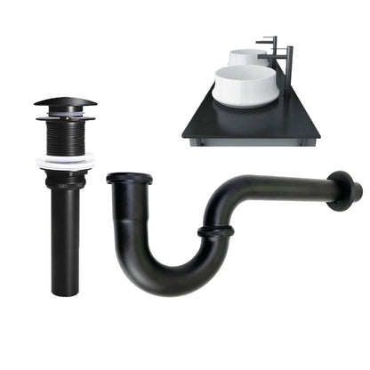 Black Bathroom P-Trap Set Sink Drain Pipe Fittings Deodorant Wash