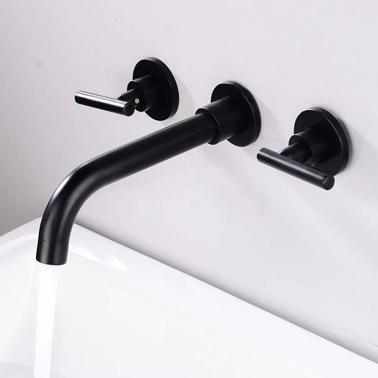 Wall Mount Double Handle Tub Faucet (Valve Included)