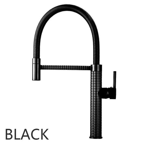 Luxury Kitchen Faucet | Gold Brass Faucet Featuring Swivel Rotation + Drop Down Hose