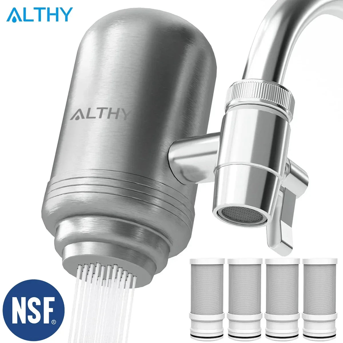 ALTHY Stainless Steel Faucet Tap Water Filter Purifier System