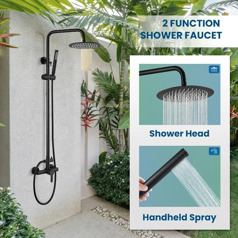 AeroFlow Matte Black Outdoor Shower System