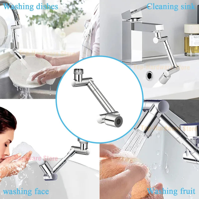 360° Articulating Metal Faucet Extender with Splash-Control Aerator