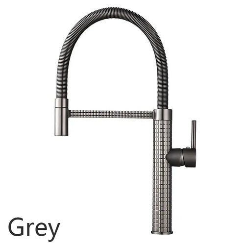 Luxury Kitchen Faucet | Gold Brass Faucet Featuring Swivel Rotation + Drop Down Hose